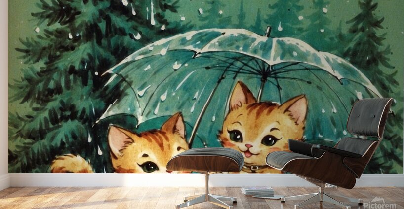 Default kewpie retro cartoon cats smoking cigaret Wall Murals