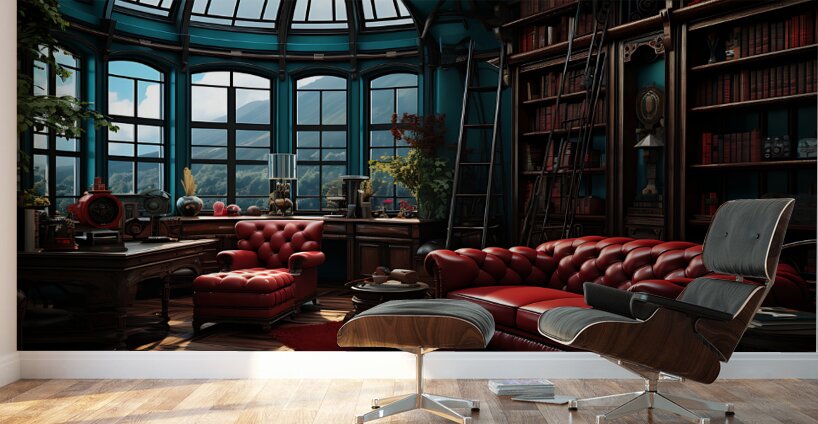 1 teal and red studyroom of teal and red villas 5 Wall Murals