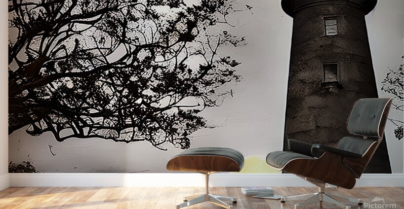 Ghosts lighthouse with night clouds on moon light 2 Wall Murals