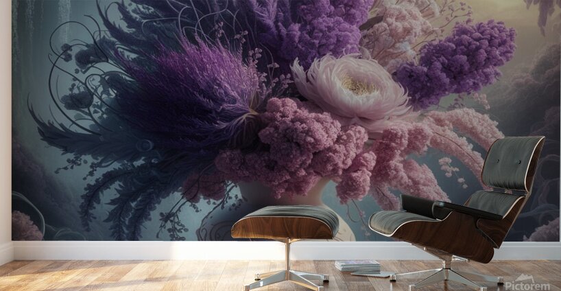 a mesmerizing illustration of a floral masterpiec Wall Murals
