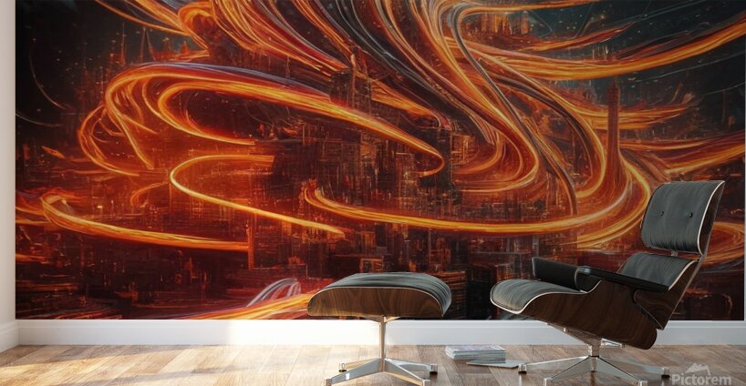 a stunning futuristic cityscape brimming with vib Wall Murals