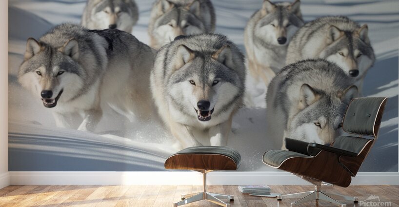 Wolves in the Snow Wall Murals