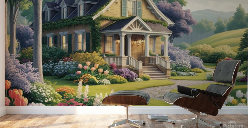 Blossoming Haven: A Picturesque Countryside Retreat Wall Murals
