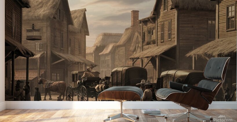 A busting 1800s town Wall Murals