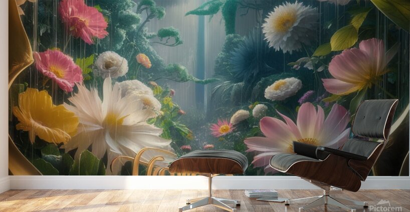 a stunning cinematic illustration of a rainy day Wall Murals