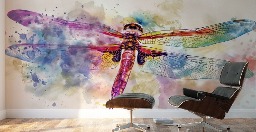 A breathtakingly beautiful dragonfly its wings  a Wall Murals