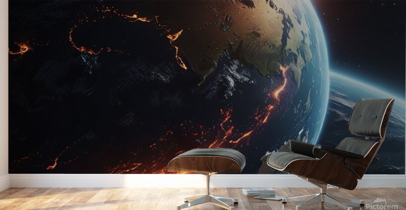 planet fire cinematic realist  Wall Murals