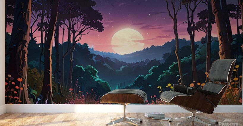 A forest full of vibrant flowers and lush greenery Wall Murals