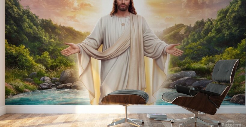 a stunning 8k digital artwork of jesus christ sta Wall Murals