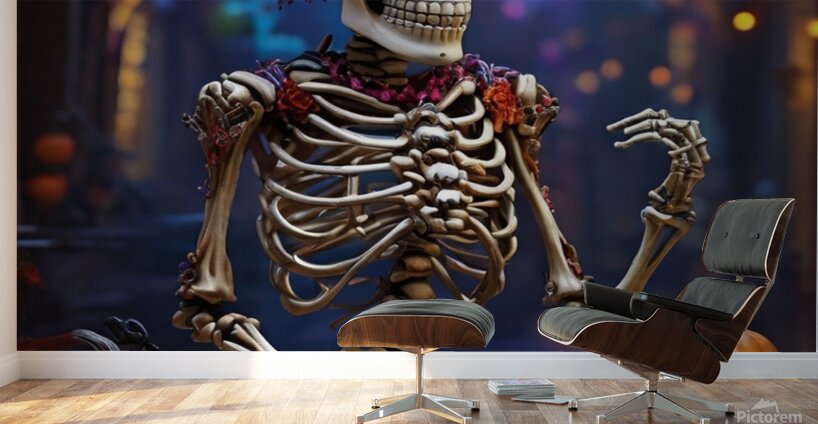Default A jubilantly festive skeleton adorned in  1716758991.4803 Wall Murals