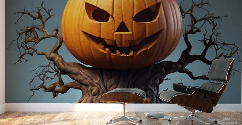 Default PSD happy halloween 3d design with pumpki 1716758989.1221 Wall Murals