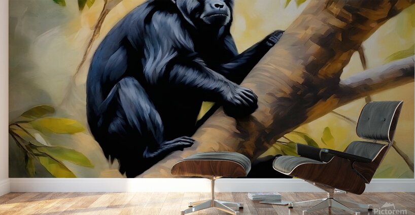 Black Howler monkey Wall Murals