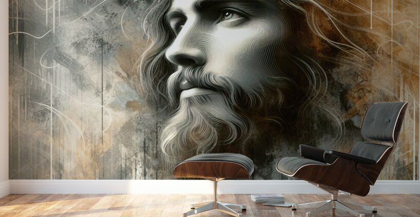38 Portrait of Jesus Christ on abstract grunge ba Wall Murals