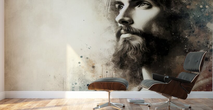 32 Portrait of Jesus Christ on abstract grunge ba Wall Murals