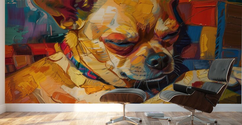 A beautiful chahuahua lying on owner in the sof 7 Wall Murals