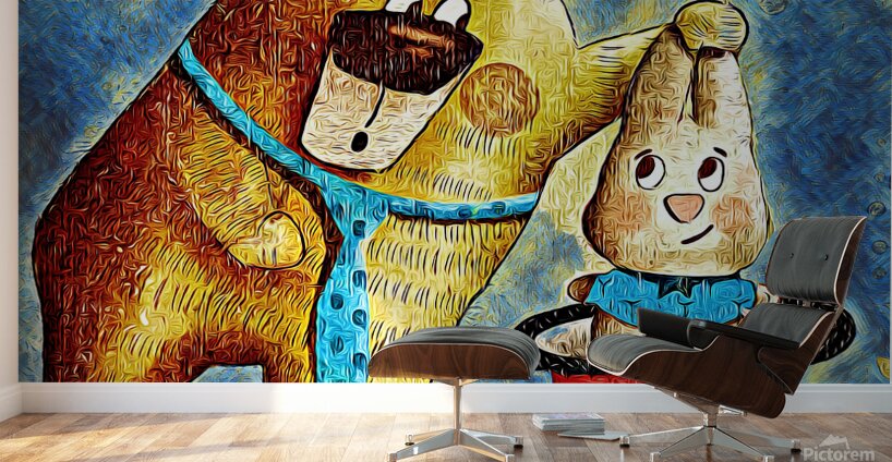 rabbit bear dig impressionist Wall Murals