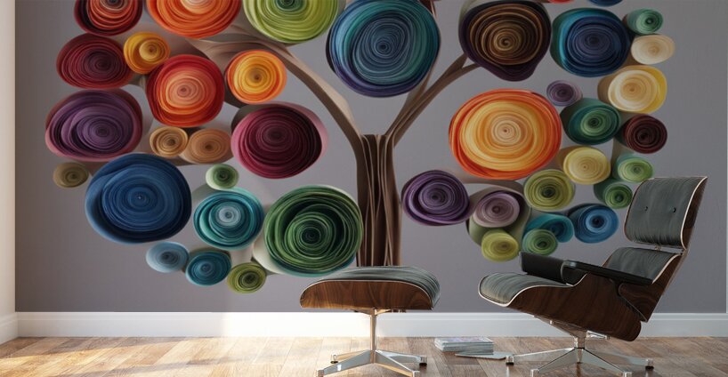 Colorful Paper Tree 12 Wall Murals