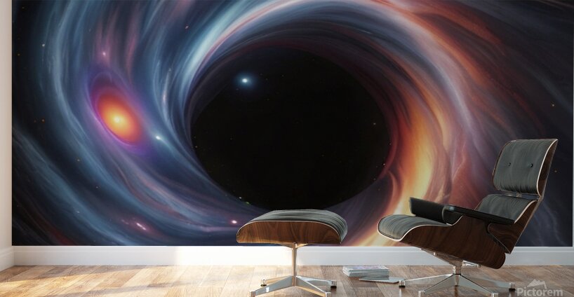 Incredible force of a supermassive black hole as it gracefully interacts with a galaxy Wall Murals