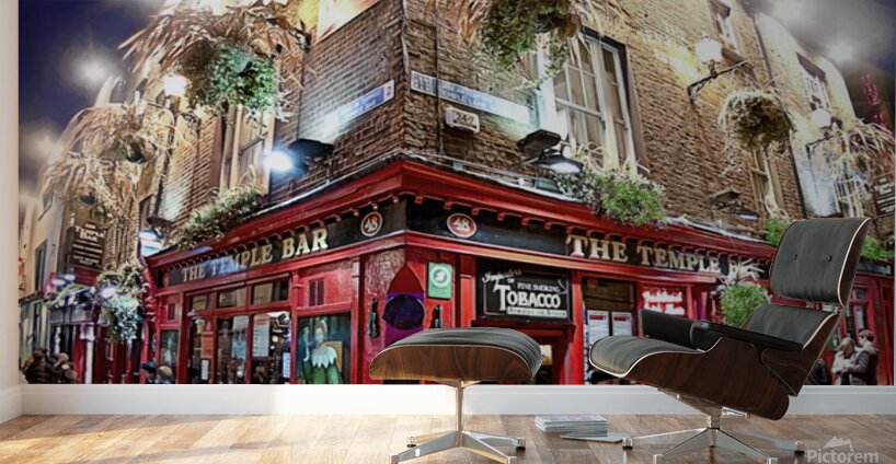 Temple Bar in Dublin On A Winter Night in Ireland Wall Murals