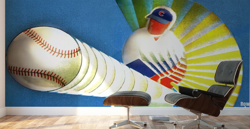 Vintage Cubs Batter Remix Art Wall Murals