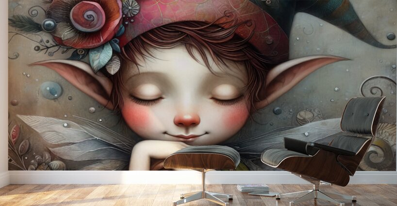 66 Mixed media painting of a caprices nomeelf Wall Murals