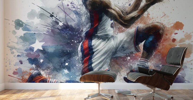 89 Basketball player in watercolor Wall Murals