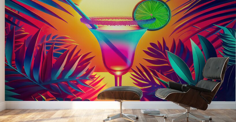135 Creative food template. Daiquiri cocktail wit Wall Murals