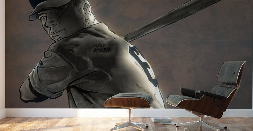 Mickey Mantle Rookie Art Wall Murals