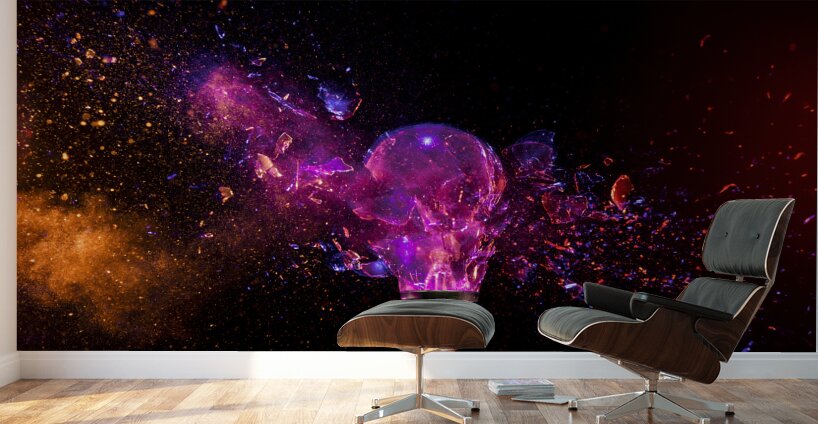 Exploding light bulb concept on dark background Wall Murals