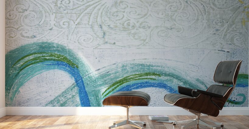 Abstract White and Blue 4 Wall Murals