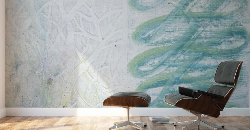 Abstract White and Blue 1 Wall Murals