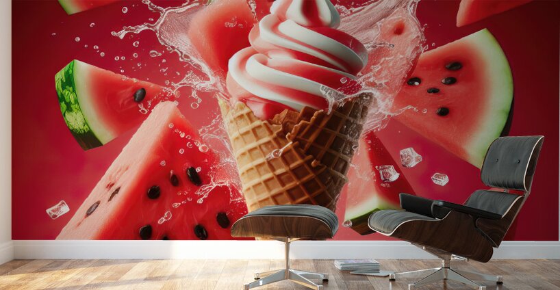 Strawberry ice cream chocolate vanilla various ic 1717277198.7794 Wall Murals