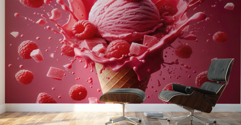 Strawberry ice cream chocolate vanilla various ic 1717277196.3454 Wall Murals