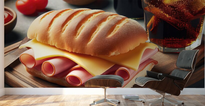 01 Sandwich bread tomato lettuce and yellow chees Wall Murals