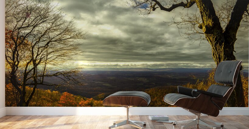 Blue Ridge Parkway Overlook Autumn Sunset Wall Murals