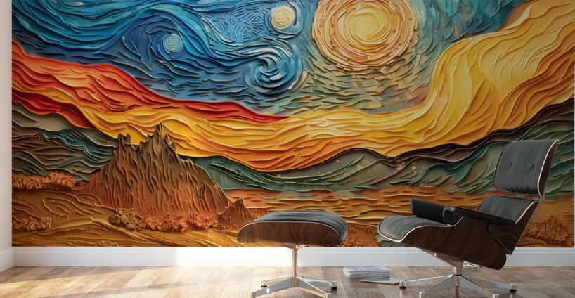 a mesmerizing landscape textured three dimensio d Wall Murals