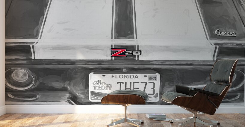  1973 Blue & White Chevrolet Camaro Z28 X 6 Wall Murals