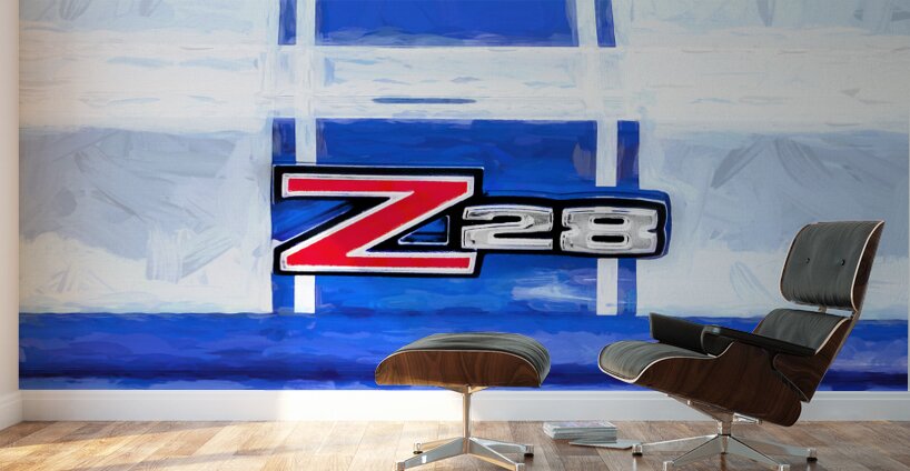  1973 Blue & White Chevrolet Camaro Z28 X 10 Wall Murals