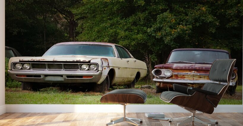 Old Cars in a Field Wall Murals