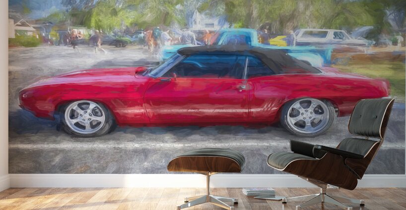 1969 Red Camaro Convertible X 11 Wall Murals