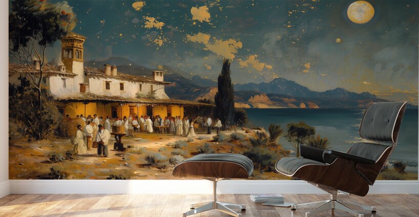 A Night of Revelry Illustrate a lively scene of d 1717467524.4635 Wall Murals