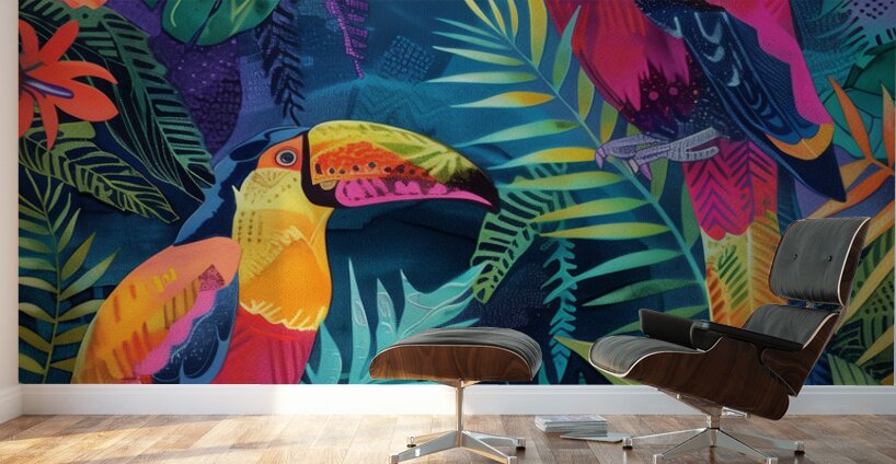 A painting in the style of imitation batik psyc d 1717467630.8498 Wall Murals