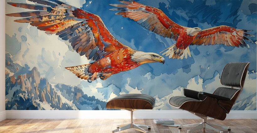 A stunning panorama of a pair of Philippine eag 6 Wall Murals