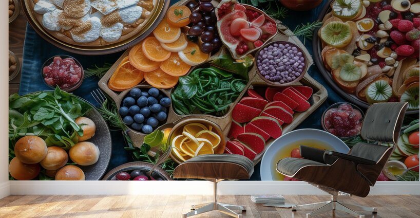 a top view of colorful table set with many diff 5 Wall Murals