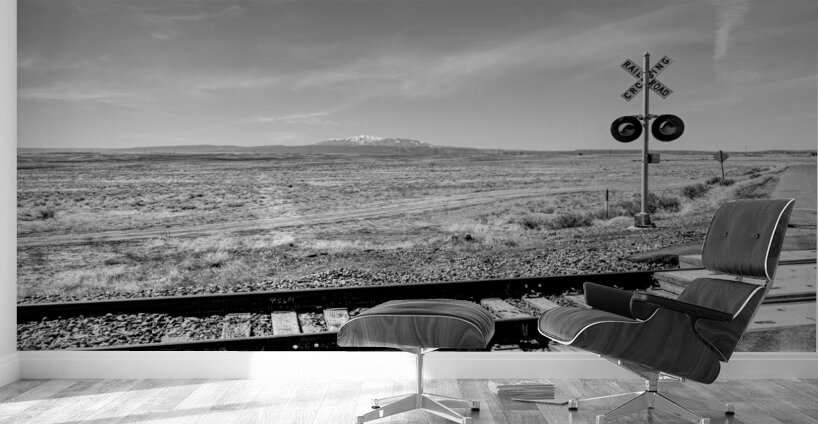 Utah Railroad And Mountains Grayscale Wall Murals