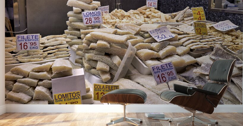 Barcelona. Catalonia. Spain. The Mercat de Sant Josep de la Boqueria. Fishmonger Wall Murals