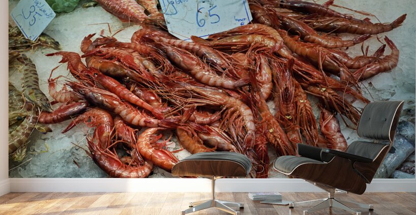 Barcelona. Catalonia. Spain. The Mercat de Sant Josep de la Boqueria. Fishmonger Wall Murals