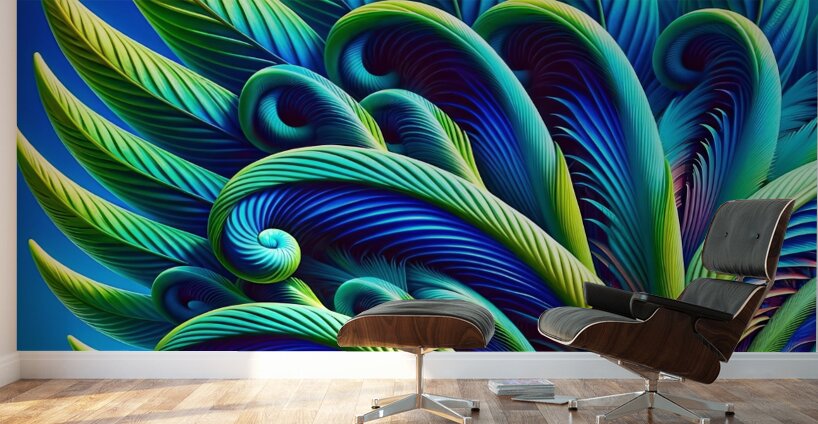 ai artist debra amerson abstract palm fronds plan Wall Murals