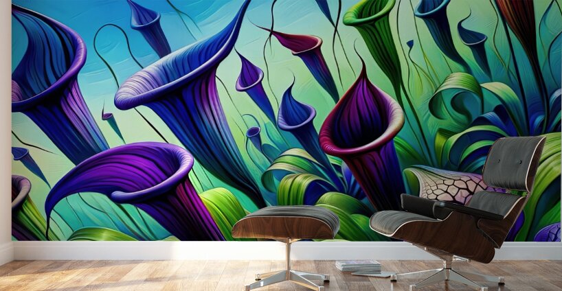 ai artist debra amerson abstract pitcher plant ar Wall Murals