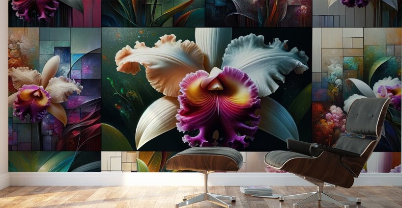 ai artist debra amerson catlea orchids plant arti Wall Murals